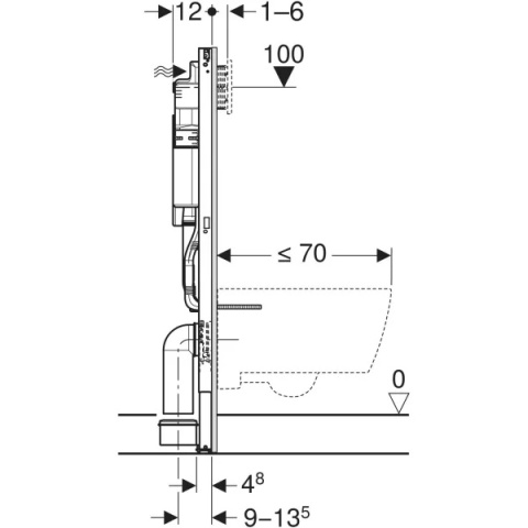 Stelaż podtynkowy Geberit Duofix do wiszących misek WC, 112 cm, ze spłuczką podtynkową Sigma 12 cm