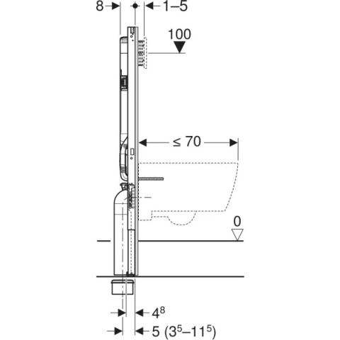 Stelaż podtynkowy Geberit Duofix do wiszących misek WC, 114 cm, ze spłuczką podtynkową Sigma 8 cm