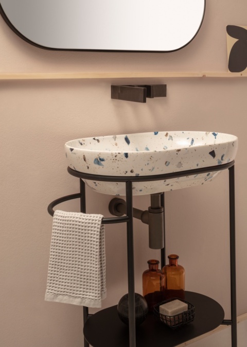GLOBO umywalka wpuszczana w blat 60 × 41 cm - Graniglia Ghiaccio