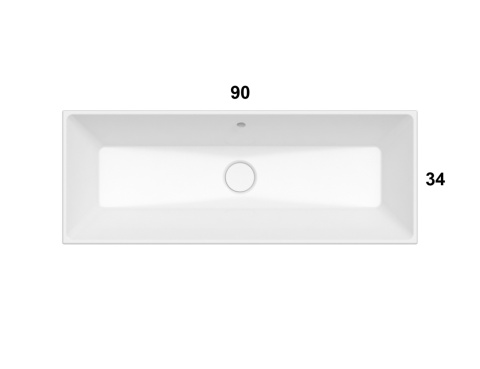 GLOBO umywalka wpuszczana w blat lub podblatowa 90 × 34 cm - biały połysk