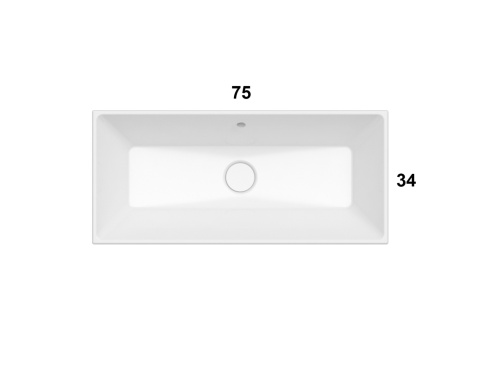 GLOBO umywalka wpuszczana w blat lub podblatowa 75 × 34 cm - biały połysk