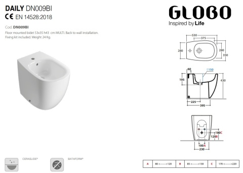 GLOBO bidet stojący - Daily - Nero Opaco