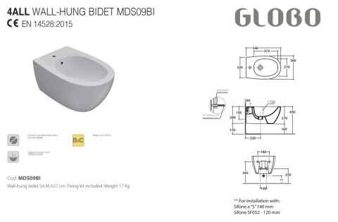 GLOBO bidet wiszący - 4ALL - Smoke