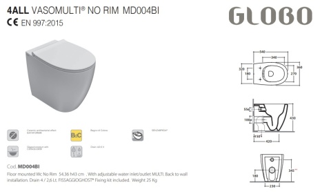 GLOBO miska WC stojąca - 4ALL - Bianco Opaco