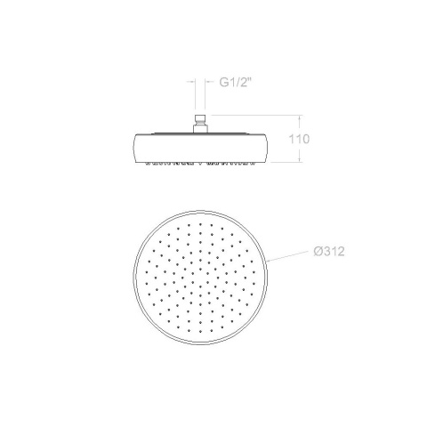 Ramon Soler deszczownica okrągła 312 mm szczotkowana miedź