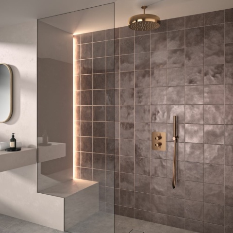 Ramon Soler deszczownica okrągła sufitowa 312 mm szczotkowana miedź