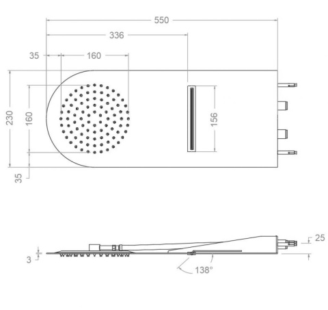 Ramon Soler deszczownica ścienna okrągła WATERFALL czarny mat