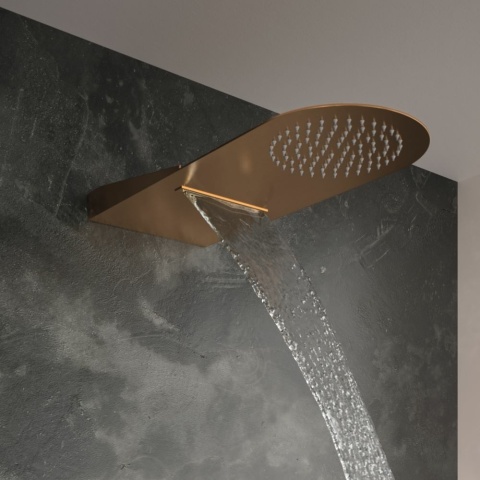 Ramon Soler deszczownica ścienna okrągła WATERFALL szczotkowana miedź