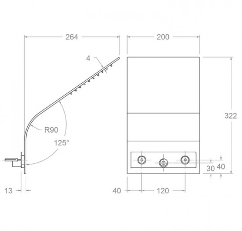 Ramon Soler deszczownica ścienna ultracienka chrom