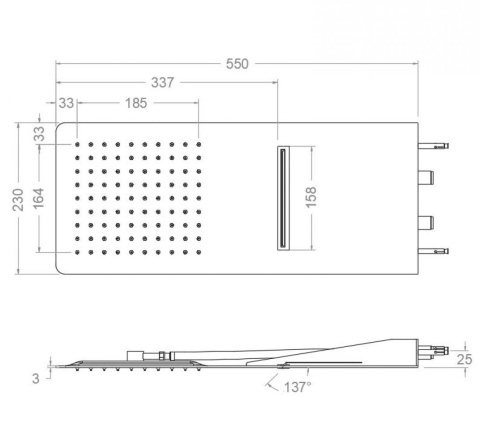 Ramon Soler deszczownica ścienna prostokątna WATERFALL czarny mat