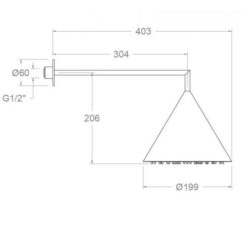 Ramon Soler deszczownica stożkowa 200 mm szczotkowane złoto