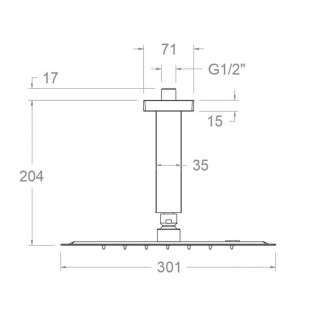 Ramon Soler deszczownica sufitowa kwadratowa 300 mm czarny mat