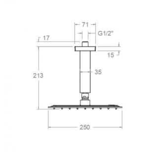 Ramon Soler deszczownica sufitowa kwadratowa 250 mm czarny mat