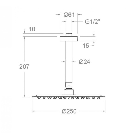 Ramon Soler deszczownica sufitowa okrągła Ø250 mm chrom