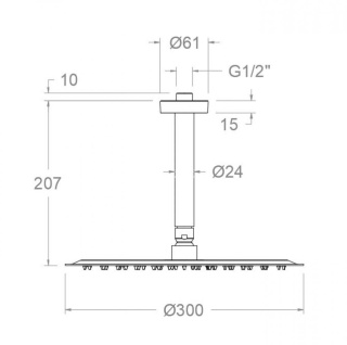 Ramon Soler deszczownica sufitowa okrągła Ø300 mm grafit