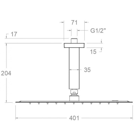 Ramon Soler deszczownica sufitowa kwadratowa 400 mm chrom