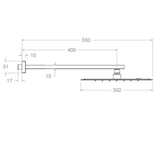 Ramon Soler deszczownica z ramieniem kwadratowa 300 mm chrom
