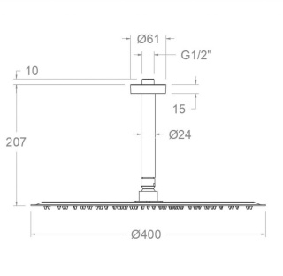 Ramon Soler deszczownica sufitowa okrągła 400 mm chrom