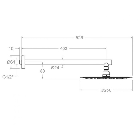 Ramon Soler deszczownica z ramieniem okrągła 250 mm szczotkowane złoto