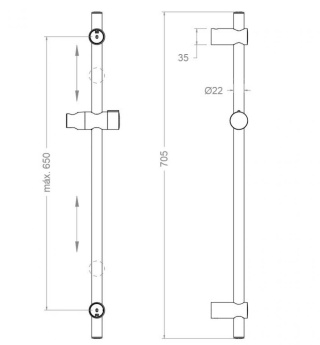 Ramon Soler drążek prysznicowy okrągły szczotkowana miedź