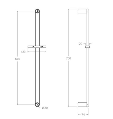 Ramon Soler drążek prysznicowy półokrągły grafit