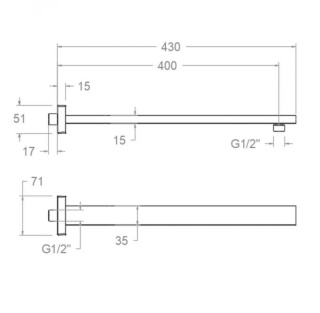 Ramon Soler ramię prysznicowe kwadratowe 400 mm szczotkowana miedź