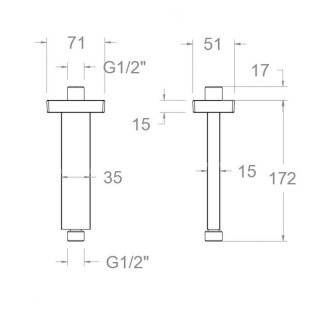Ramon Soler ramię prysznicowe sufitowe kwadratowe 150 mm szczotkowana miedź