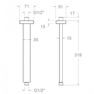 Ramon Soler ramię prysznicowe sufitowe kwadratowe 300 mm szczotkowana miedź