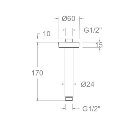 Ramon Soler ramię prysznicowe sufitowe okrągłe 150 mm szczotkowane złoto