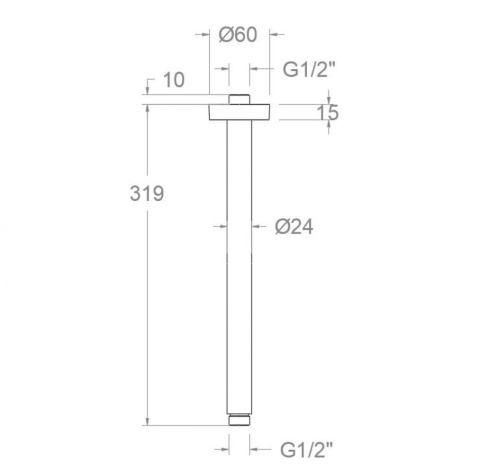 Ramon Soler ramię prysznicowe sufitowe okrągłe 300 mm czarny mat