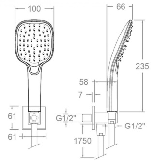 Ramon Soler zestaw prysznicowy z słuchawką grafit