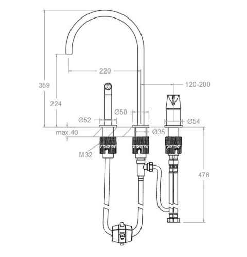 Ramon Soler bateria kuchenna ADAGIO chrom - z prysznicem