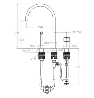 Ramon Soler bateria kuchenna ODISEA szczotkowana miedź - z prysznicem