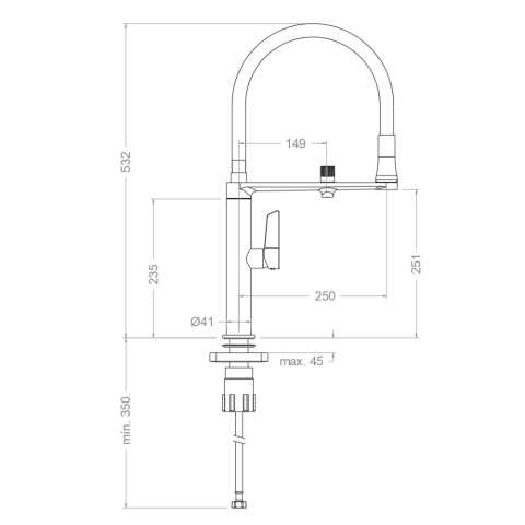 Ramon Soler bateria kuchenna szczotkowana stal z elastyczna wylewką