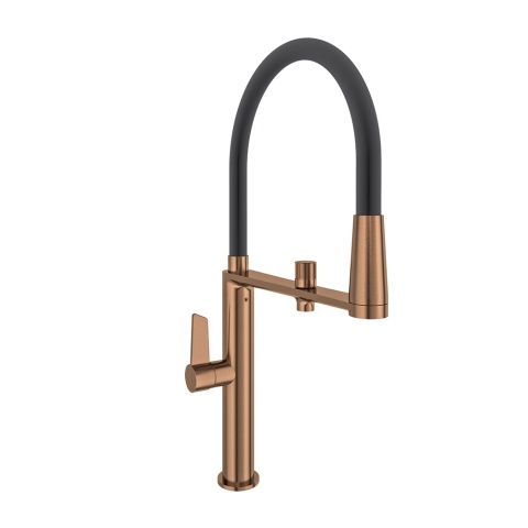 Ramon Soler bateria kuchenna szczotkowana miedź z elastyczna wylewką