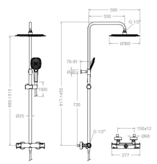 Ramon Soler zestaw prysznicowy termostatyczny teleskopowy szczotkowana miedź