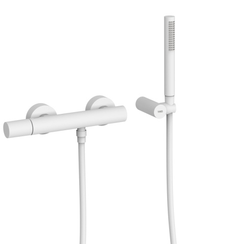 Tres bateria prysznicowa ścienna STUDY biały mat