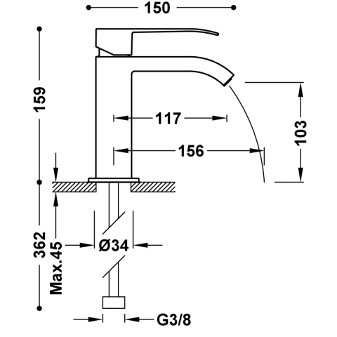 Tres bateria umywalkowa CUADRO stal