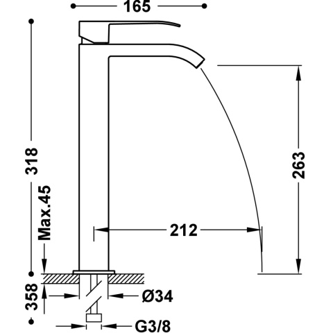 Tres bateria umywalkowa XL CUADRO stal