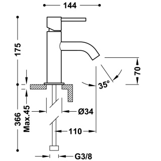 Tres bateria umywalkowa STUDY stal