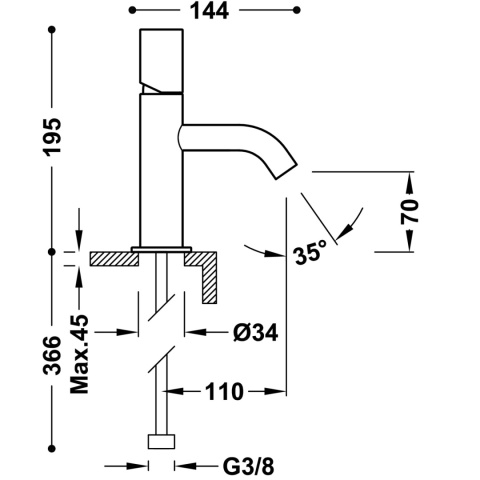 Tres bateria umywalkowa STUDY stal