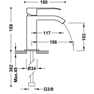 Tres bateria umywalkowa CUADRO chrom