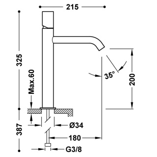 Tres bateria umywalkowa wysoka STUDY chrom