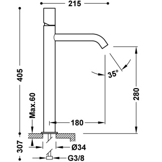 Tres bateria umywalkowa XL STUDY chrom