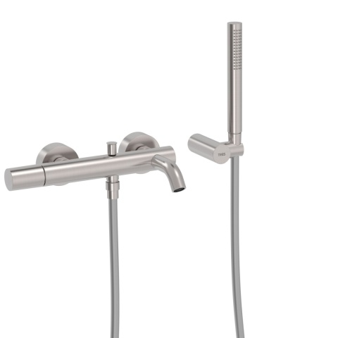 Tres bateria wannowo-prysznicowa ścienna STUDY stal