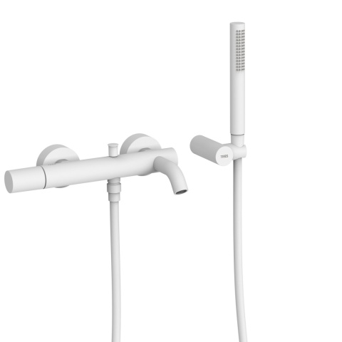 Tres bateria wannowo-prysznicowa ścienna STUDY biały mat