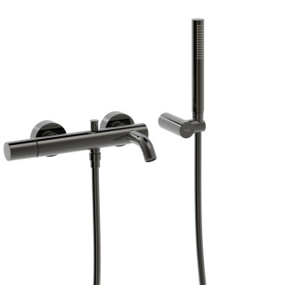 Tres bateria wannowo-prysznicowa ścienna STUDY czerń metalizowana