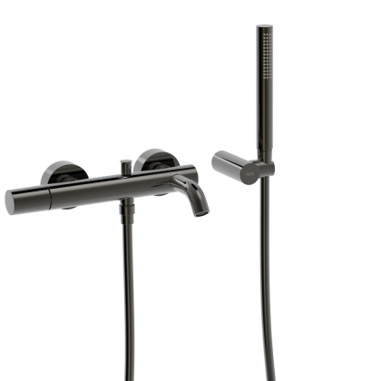 Tres bateria wannowo-prysznicowa ścienna STUDY czerń metalizowana