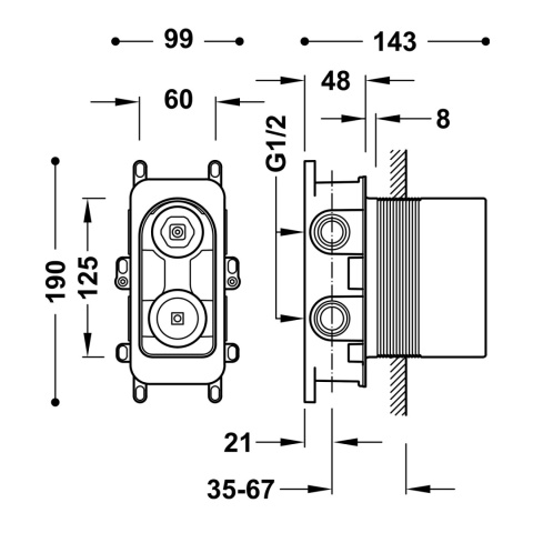 Tres podtynkowy korpus Rapid-box STUDY 2-drożny