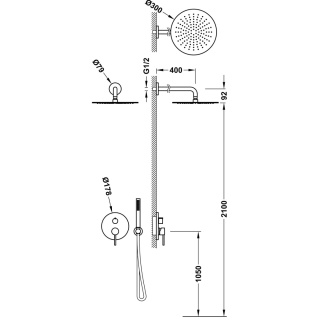 Tres zestaw prysznicowy 2-drożny STUDY matowe różowe złoto